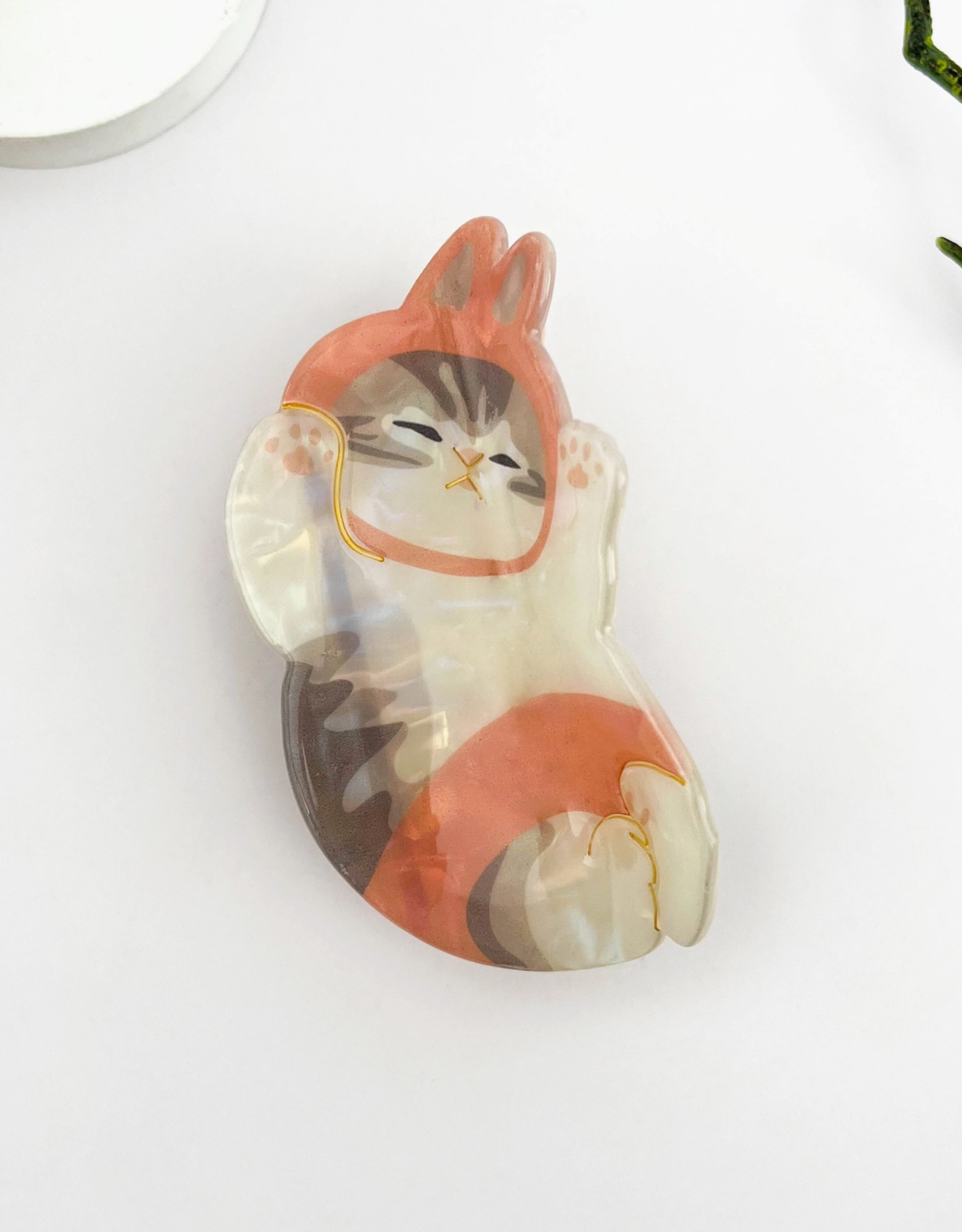 Lazy Cat Pink Bunny Claw Clip