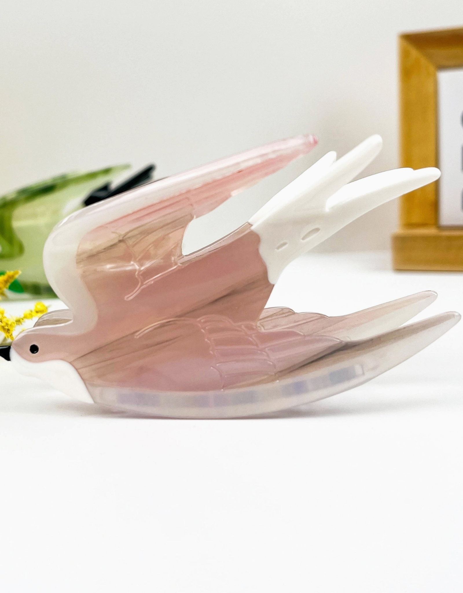 Pink & White Swallow Claw Clip