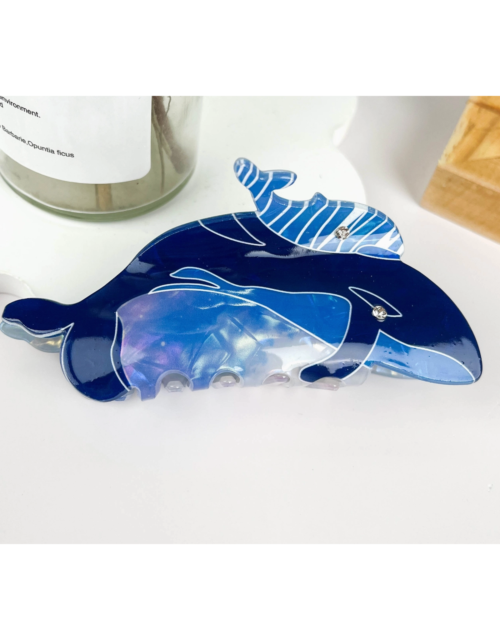 Whale and Striped Baby Claw Clip