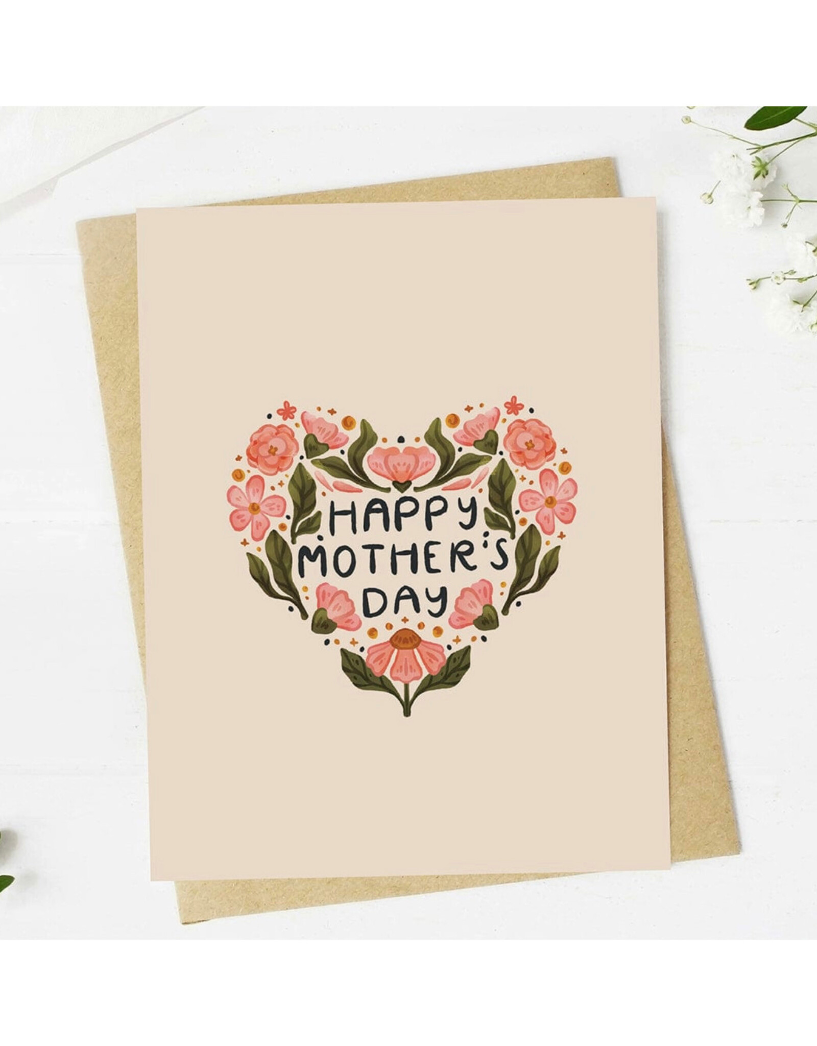 Happy Mother's Day Floral Heart Greeting Card