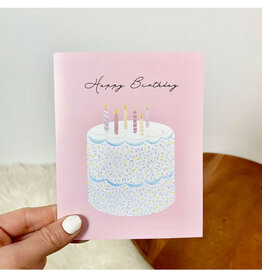 Happy Birthday Elegant Cake Greeting Card