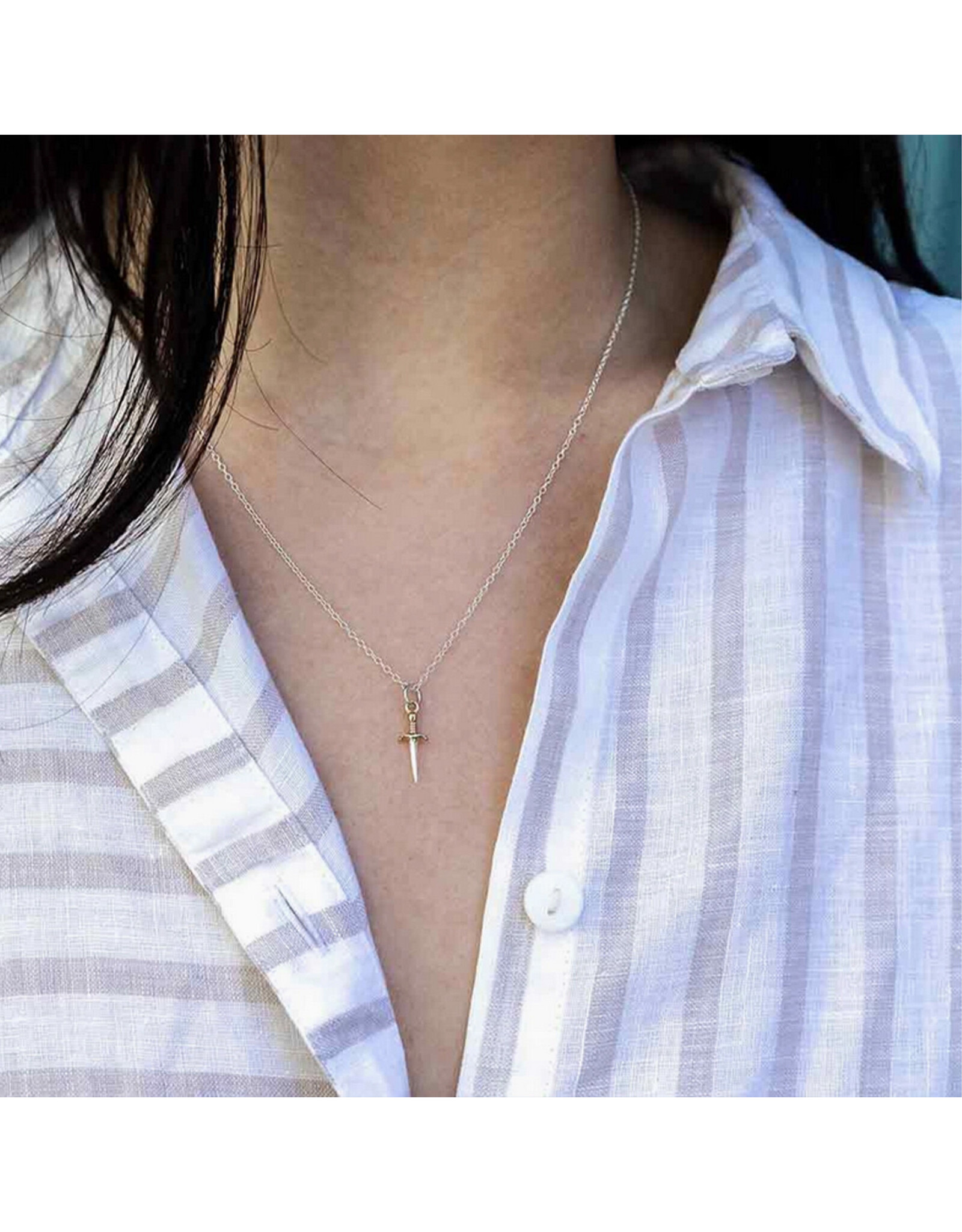 Mixed Metal Mini Dagger Necklace