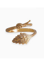 Snail and Leaf Adjustable Ring - Bronze