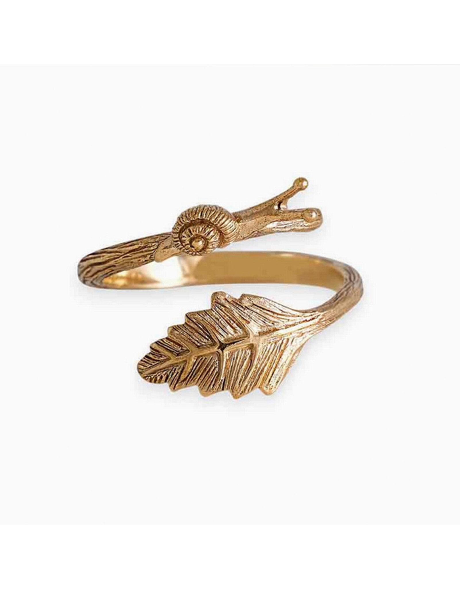 Snail and Leaf Adjustable Ring - Bronze