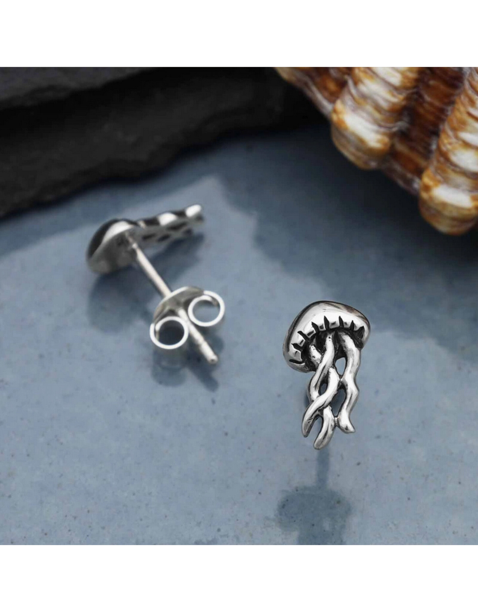 Jellyfish Stud Earrings - Sterling Silver