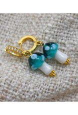 Blue Mushroom Zirconia Huggie Earrings Blue Mushroom Zirconia Huggie Earrings