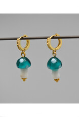 Blue Mushroom Zirconia Huggie Earrings Blue Mushroom Zirconia Huggie Earrings