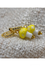 Yellow Mushroom Zirconia Huggie Earrings Yellow Mushroom Zirconia Huggie Earrings