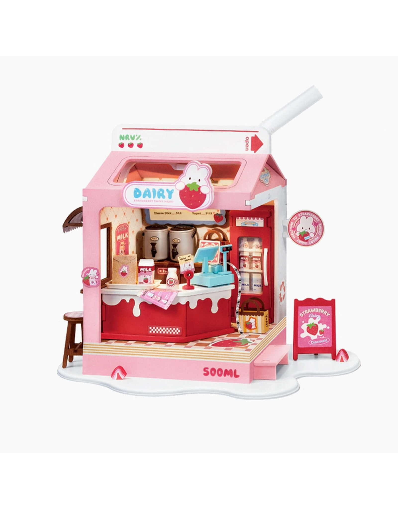 Diy Miniature House Kit: Strawberry Milk Box
