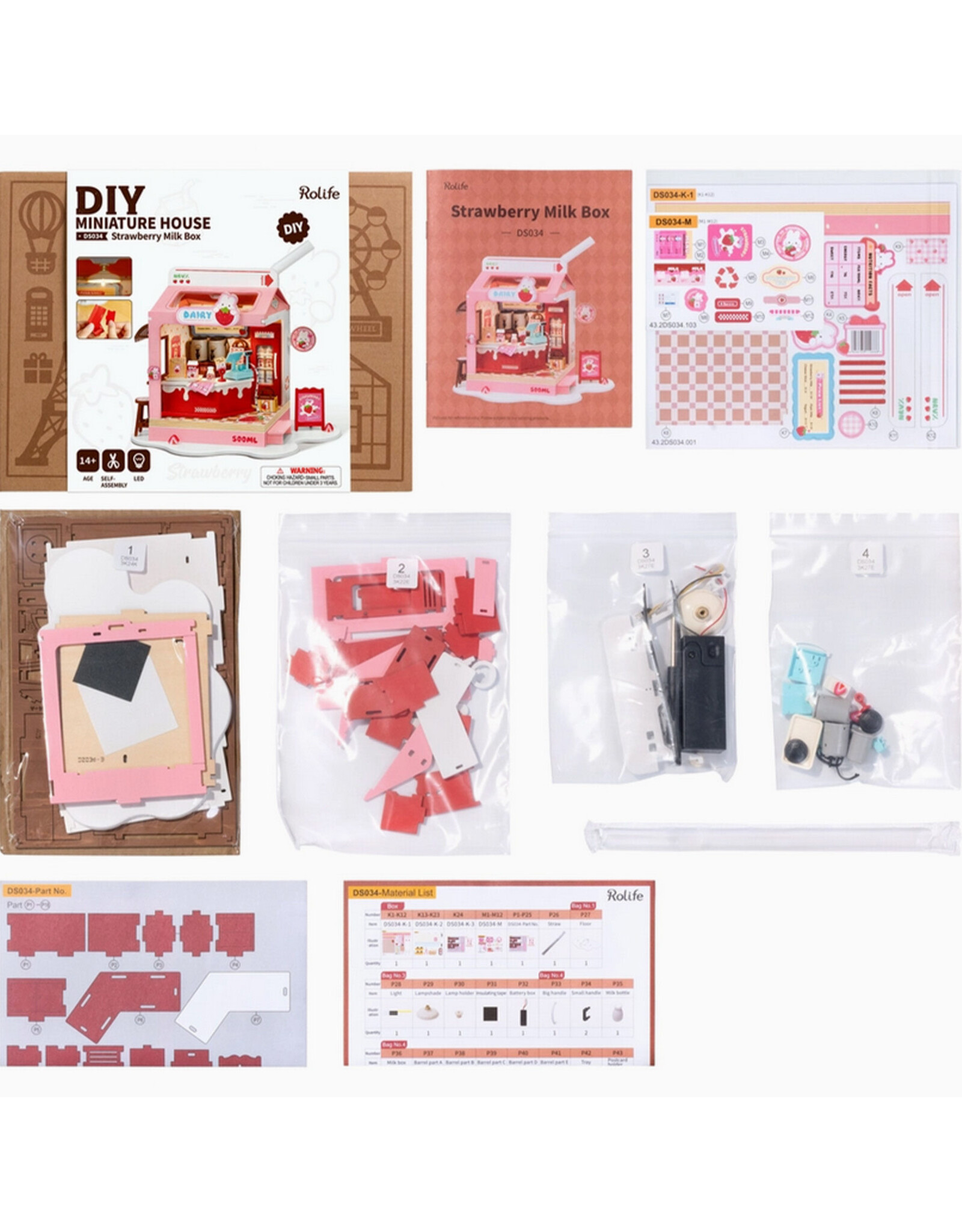 Diy Miniature House Kit: Strawberry Milk Box