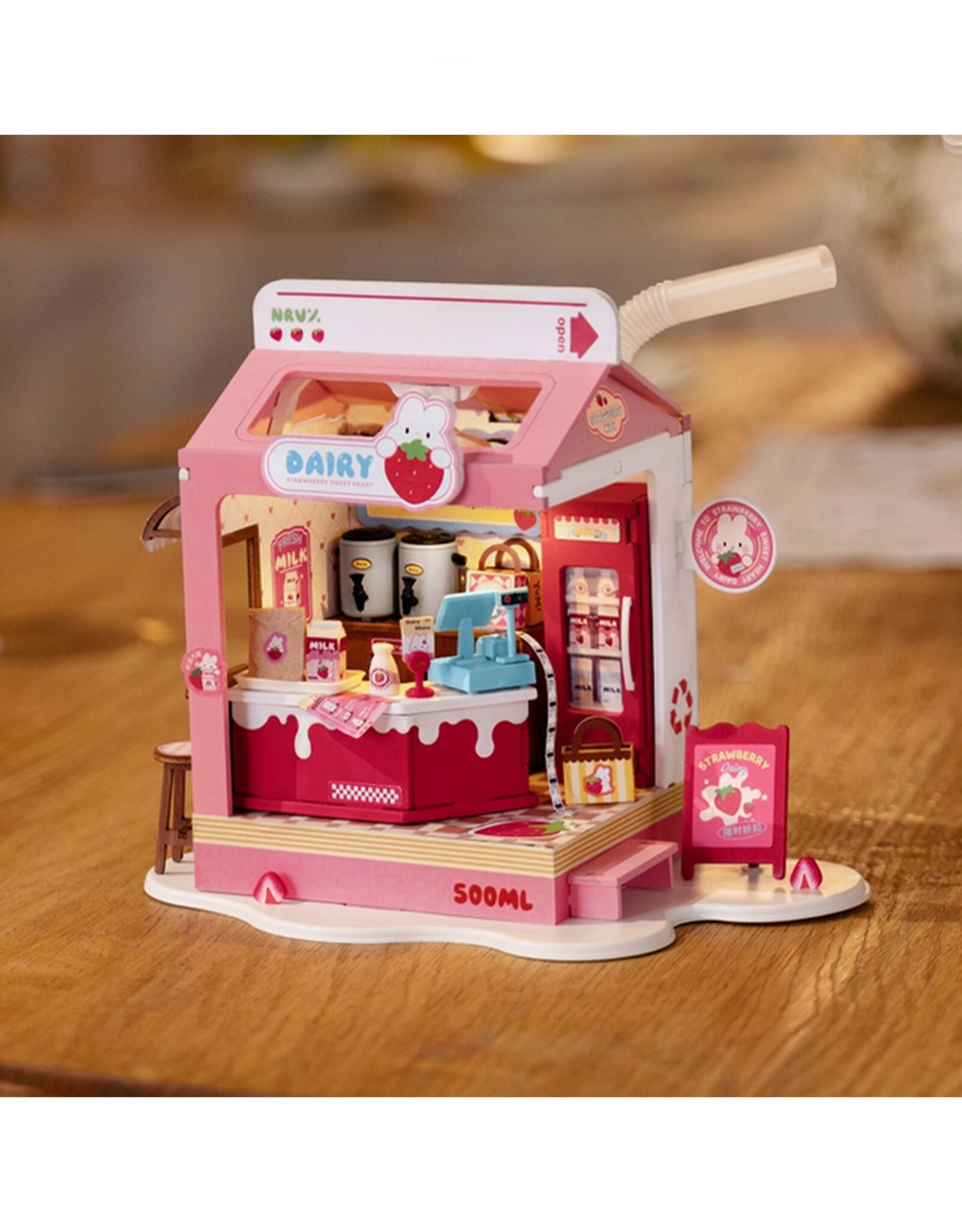 Diy Miniature House Kit: Strawberry Milk Box