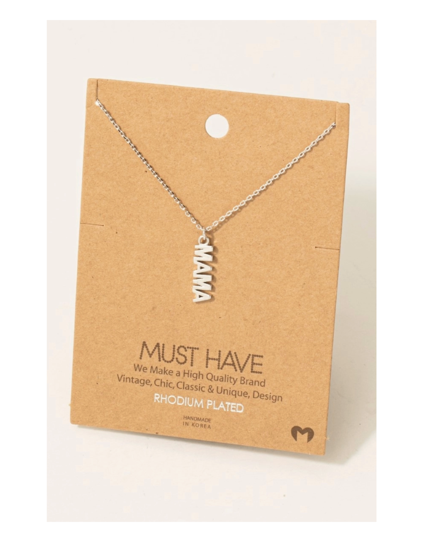 Silver Flat Mama Pendant Necklace