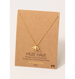 Gold Stegosaurus Dino Pendant Necklace