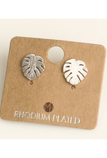 Mini Monstera Stud Earrings - Silver