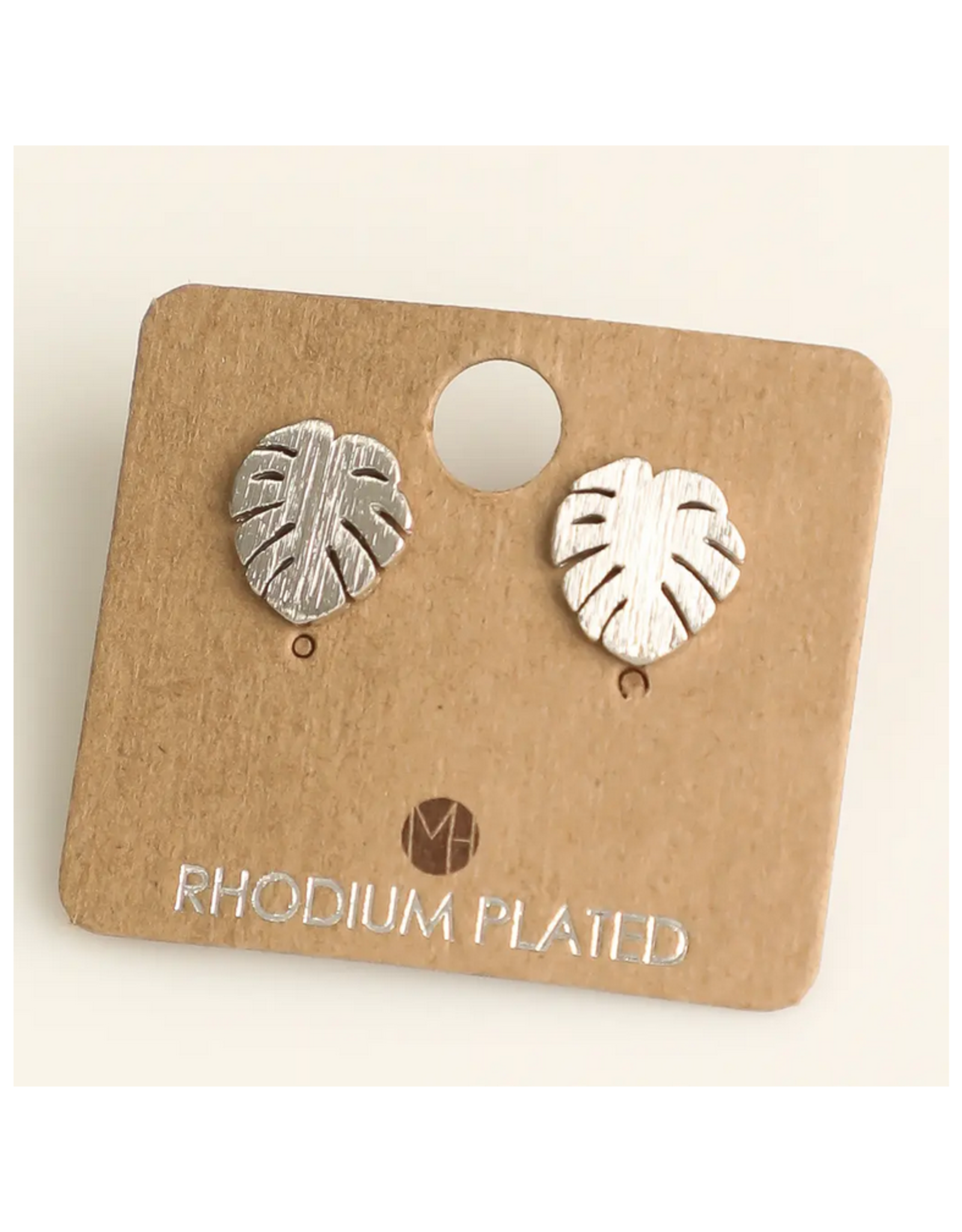 Mini Monstera Stud Earrings - Silver