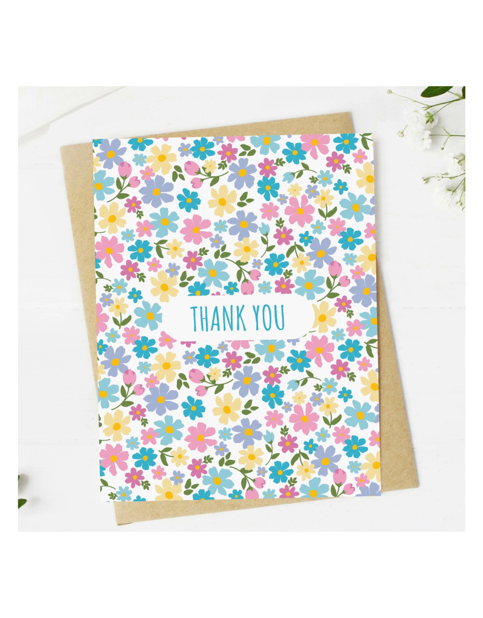 Colorful Flowers Thank You Greeting Card