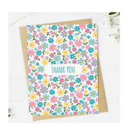 Colorful Flowers Thank You Greeting Card