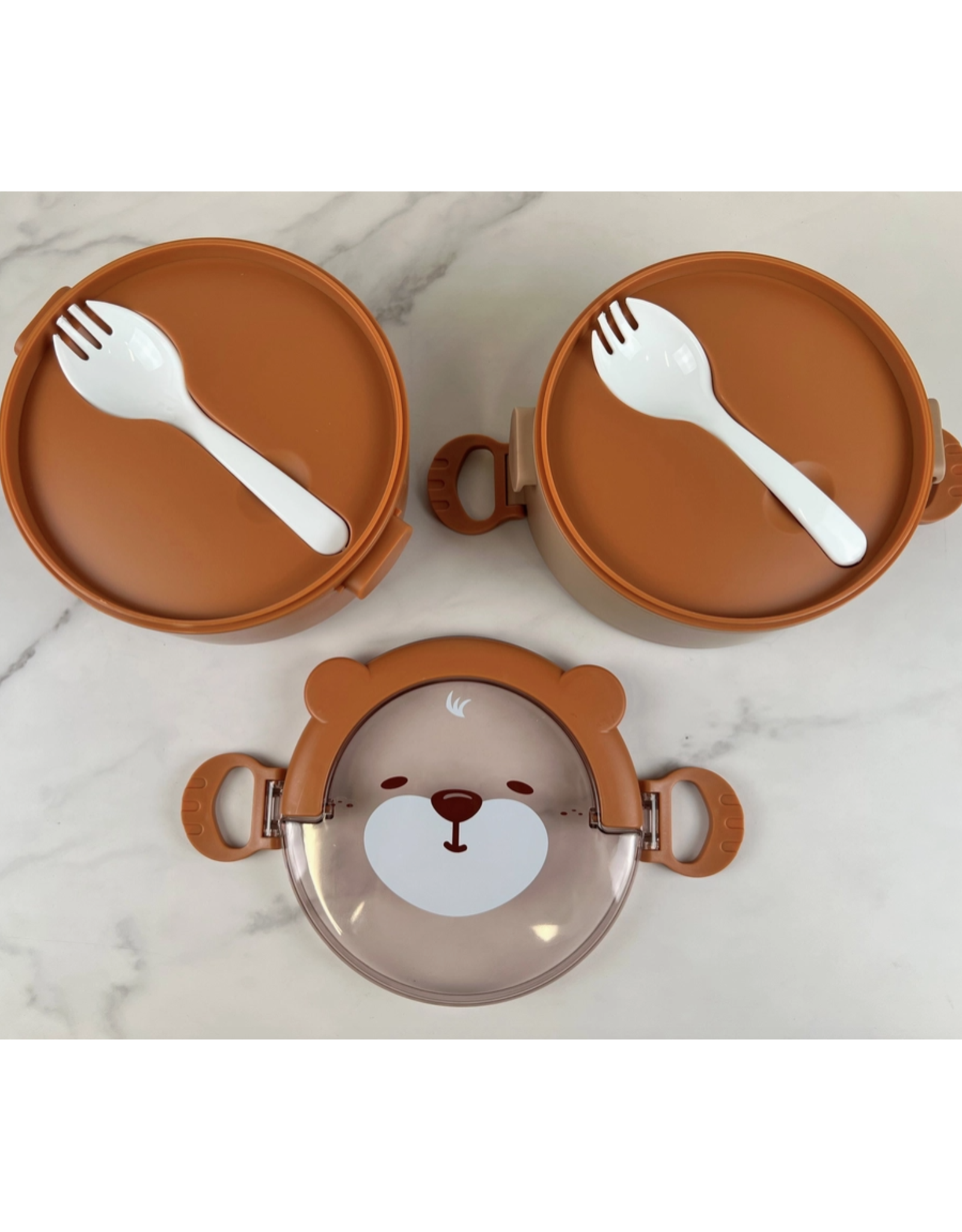 Double Stacked Bear Lunchbox with Spoons