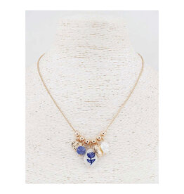Pretty Persuasions Painted Flower & Pearl Charm Necklace