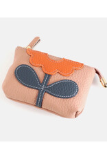 Pretty Persuasions Genuine Leather Flower Coin Purse - Peach