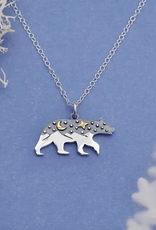 Silver Bear with Bronze Moons Necklace
