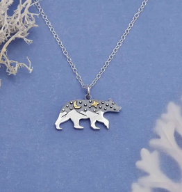 Silver Bear with Bronze Moons Necklace