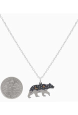 Silver Bear with Bronze Moons Necklace
