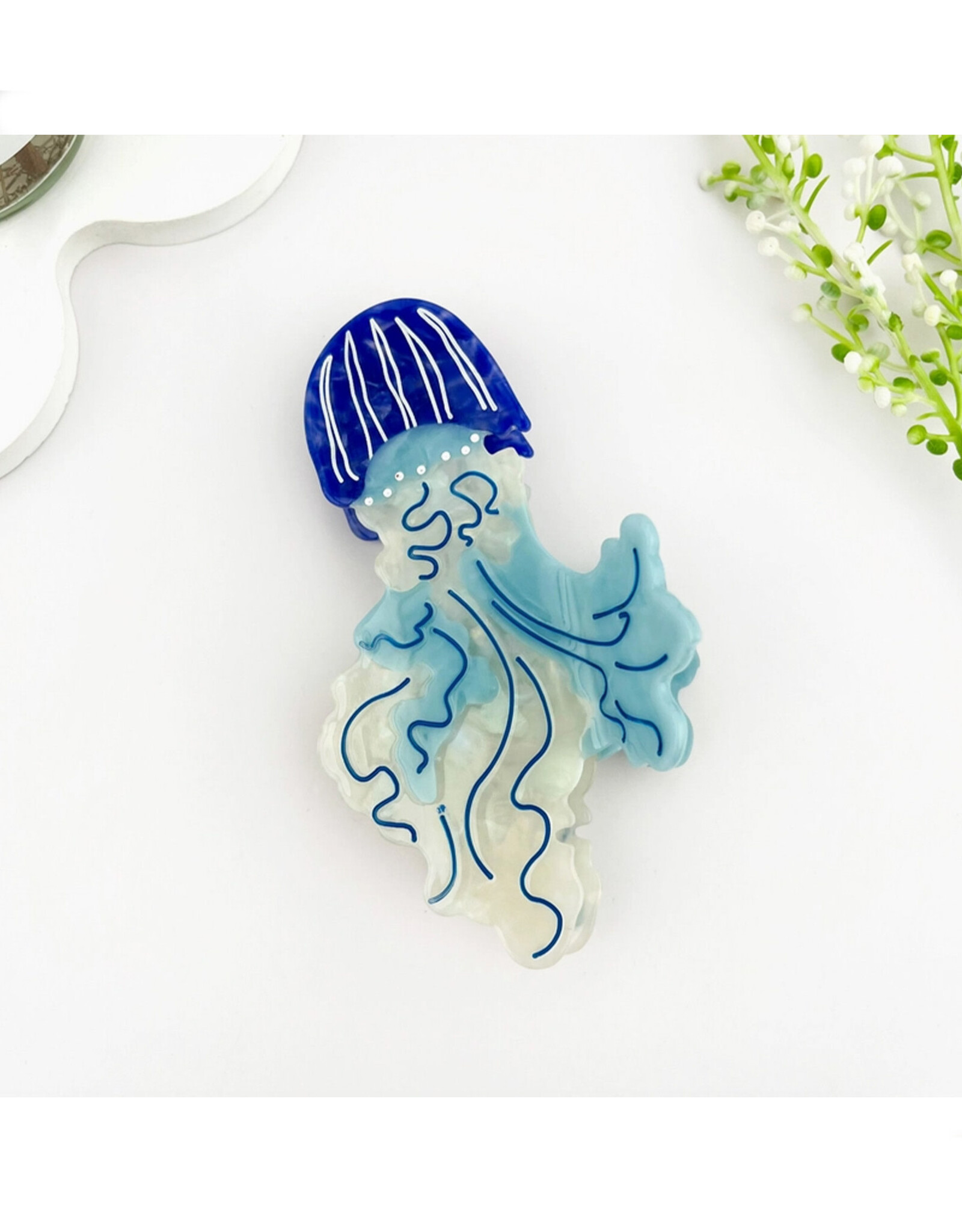 Blue Jellyfish Claw Clip