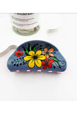Retro Sparkle Floral Blue Claw Clip