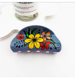 Retro Sparkle Floral Blue Claw Clip