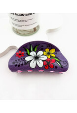 Retro Sparkle Floral Purple Claw Clip