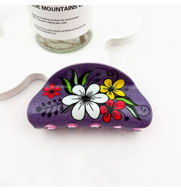 Retro Sparkle Floral Purple Claw Clip