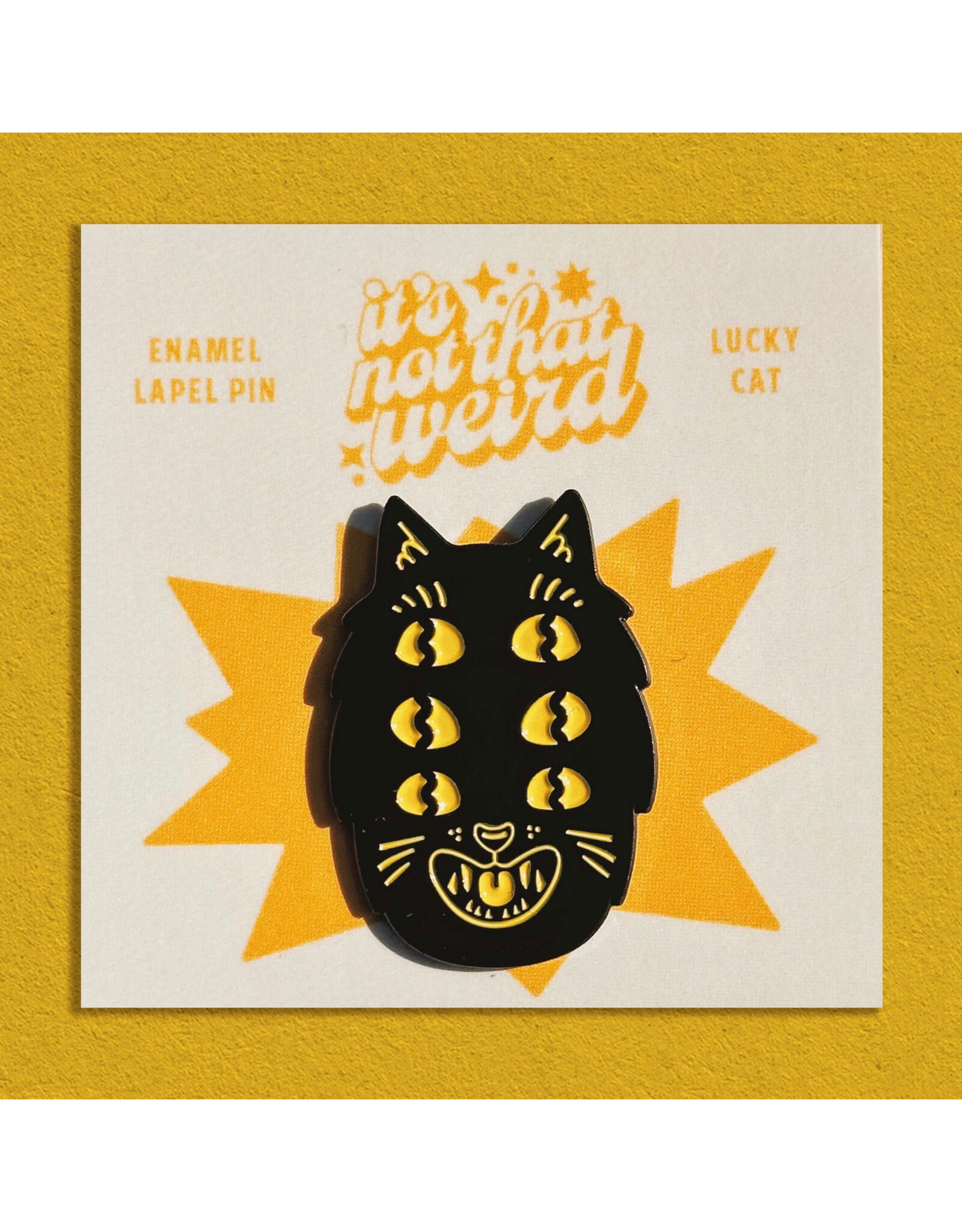 6 Eyes Lucky Black Cat Enamel Pin