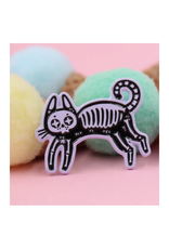 Black Cat Skeleton Enamel Pin (Real Sic)