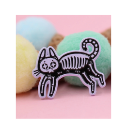 Black Cat Skeleton Enamel Pin (Real Sic)