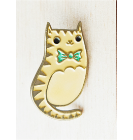 Cream Cat Bowtie Enamel Pin