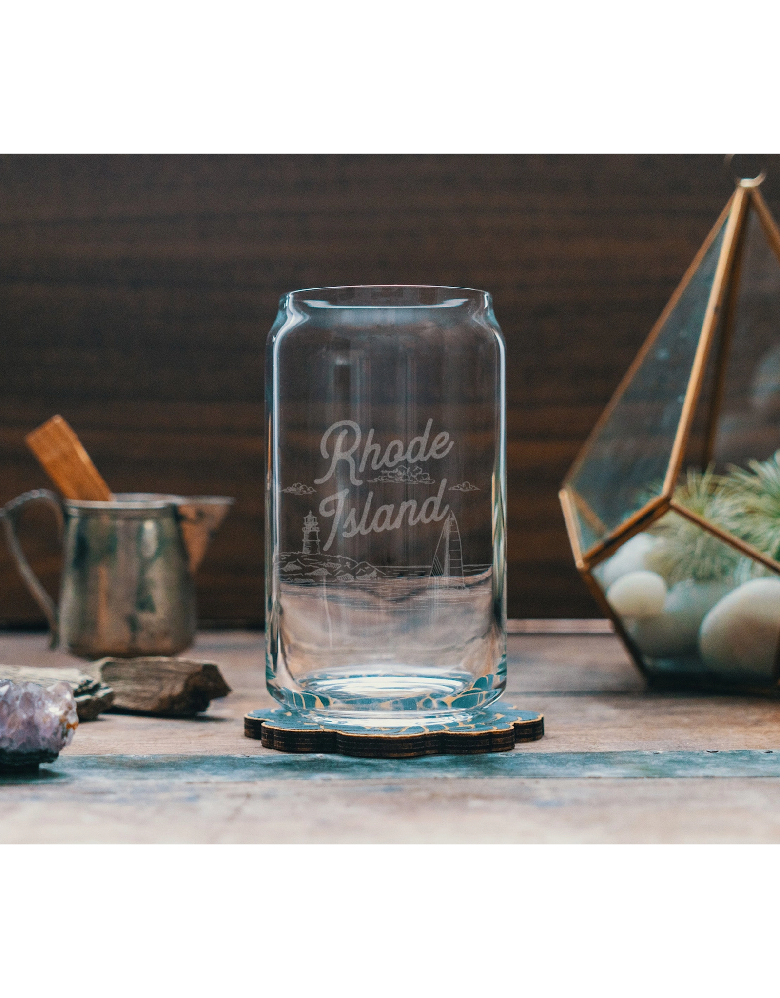 Rhode Island State Beer Can Glass 16oz