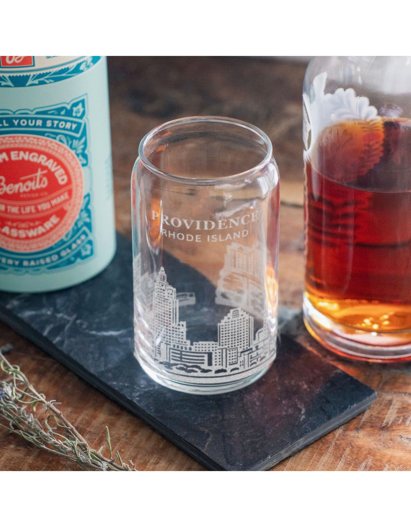 Providence RI City Skyline Beer Can Glass 16oz