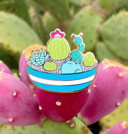 Cactus Bowl Frog Enamel Pin