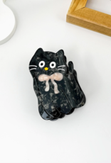 Black Cat with Bow Claw Clip