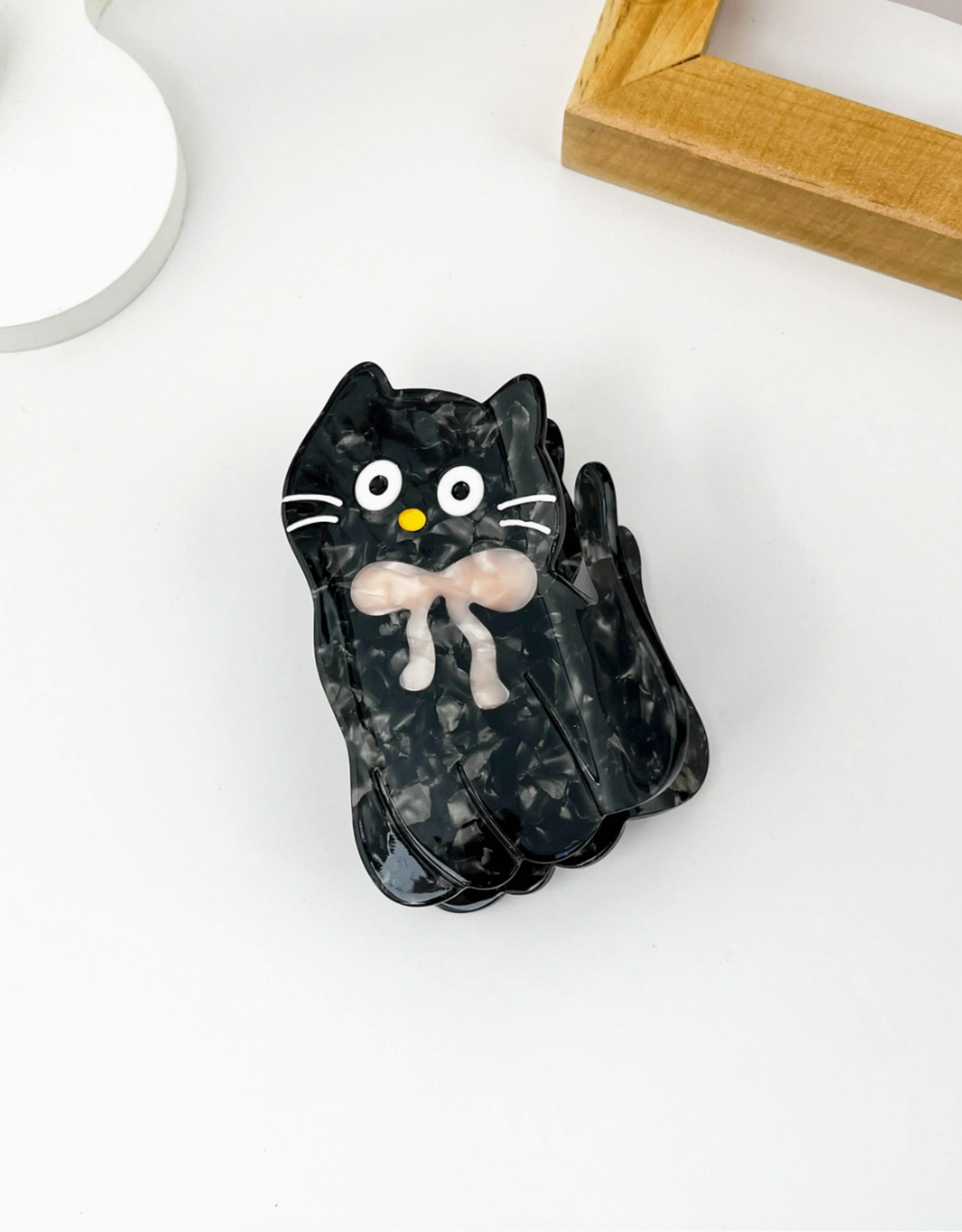 Black Cat with Bow Claw Clip