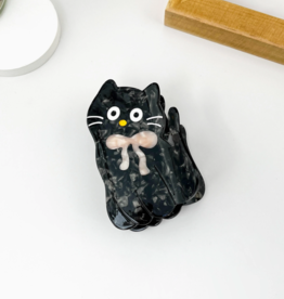 Black Cat with Bow Claw Clip