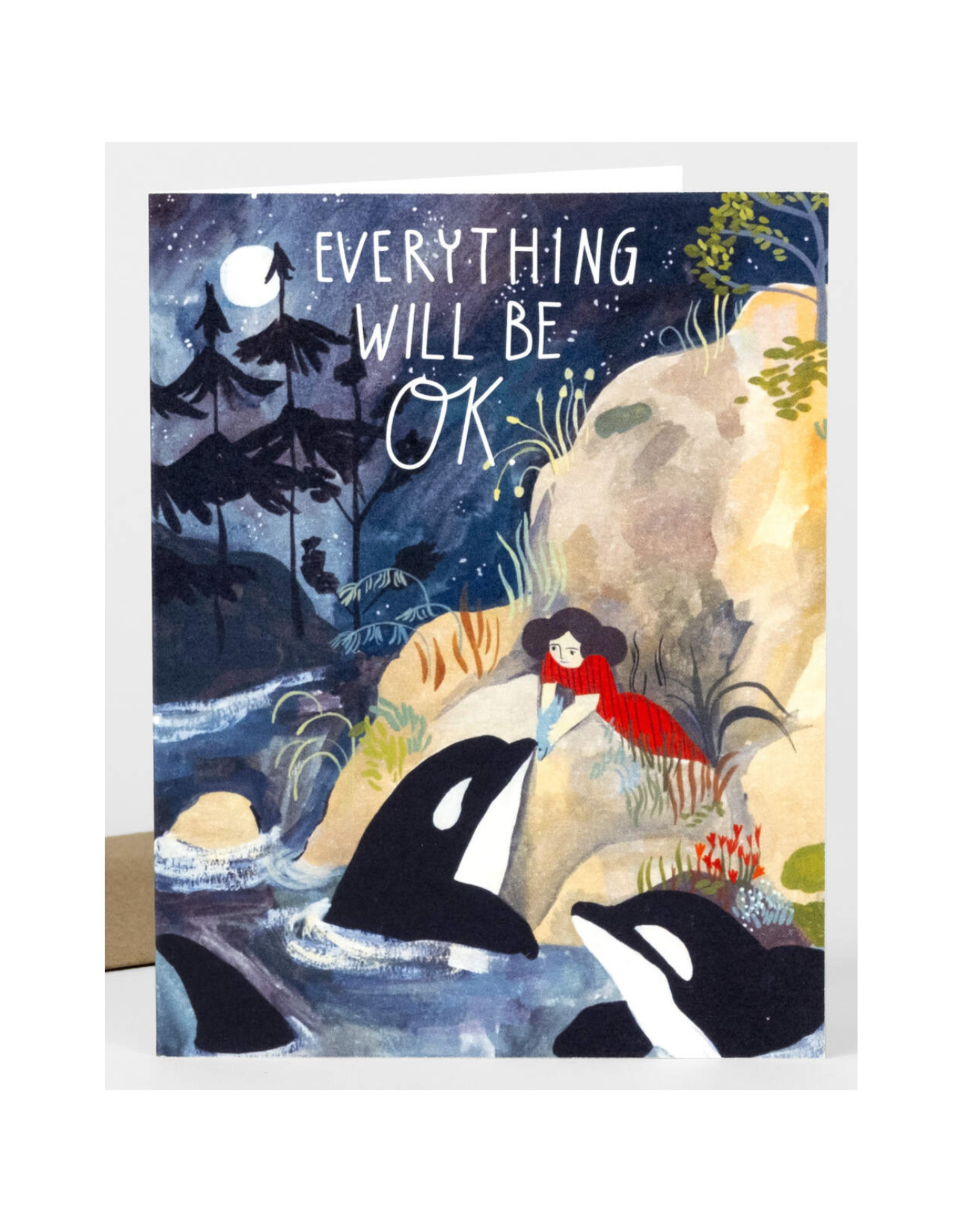 Everything Will Be Ok Killer Whales Greeting Card