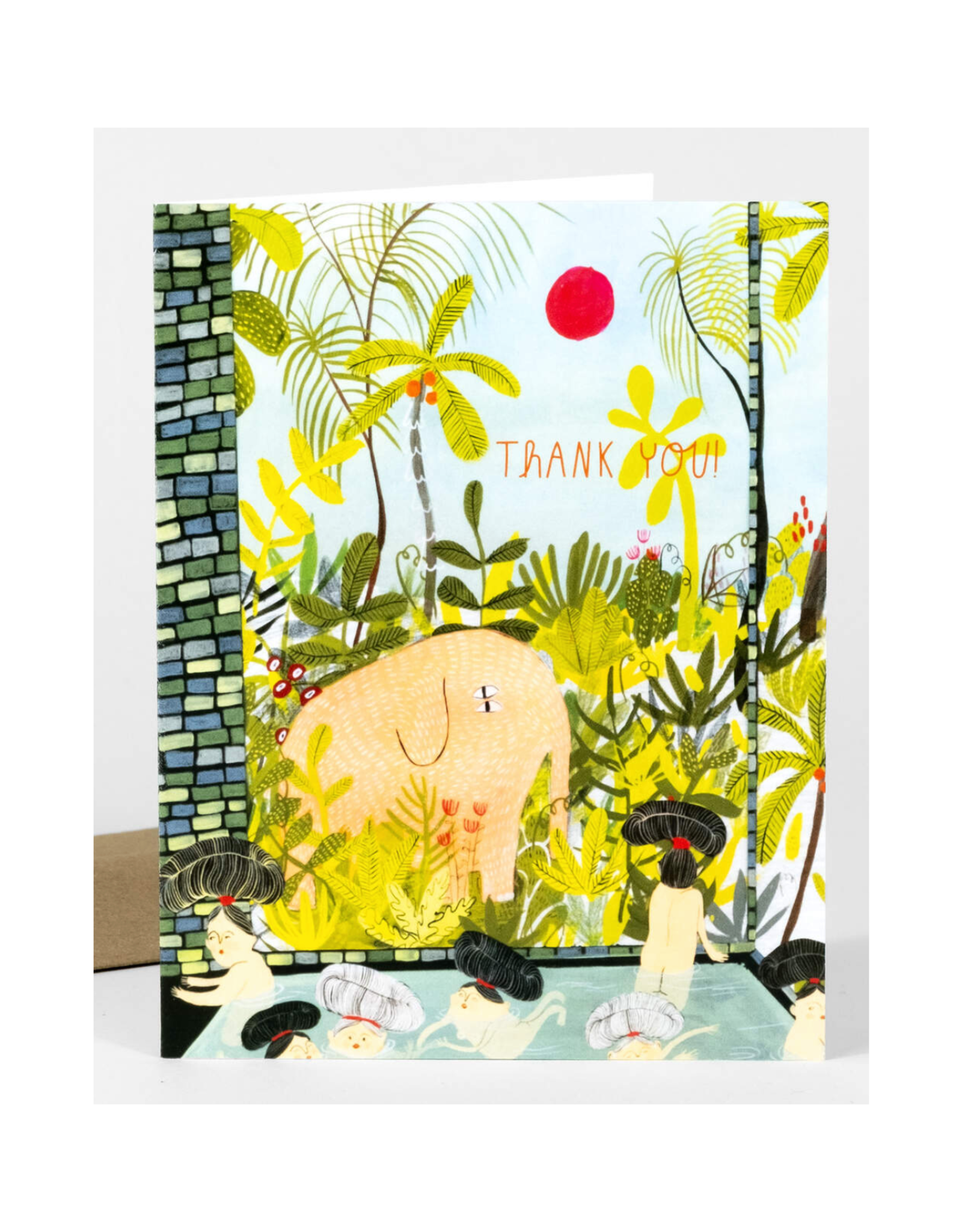 Thank You Bath House Elephant Greeting Card