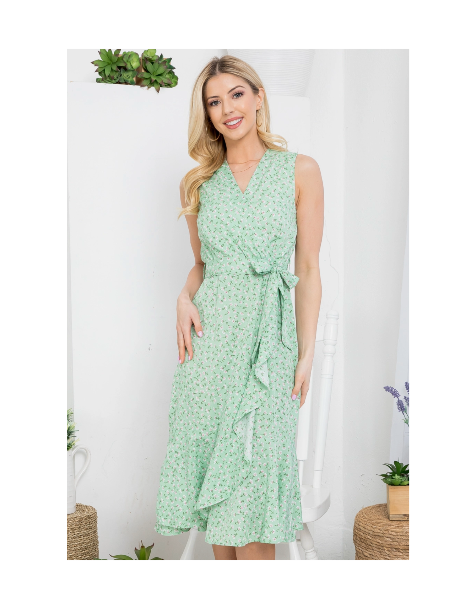 Field of Flowers Faux Wrap Dress