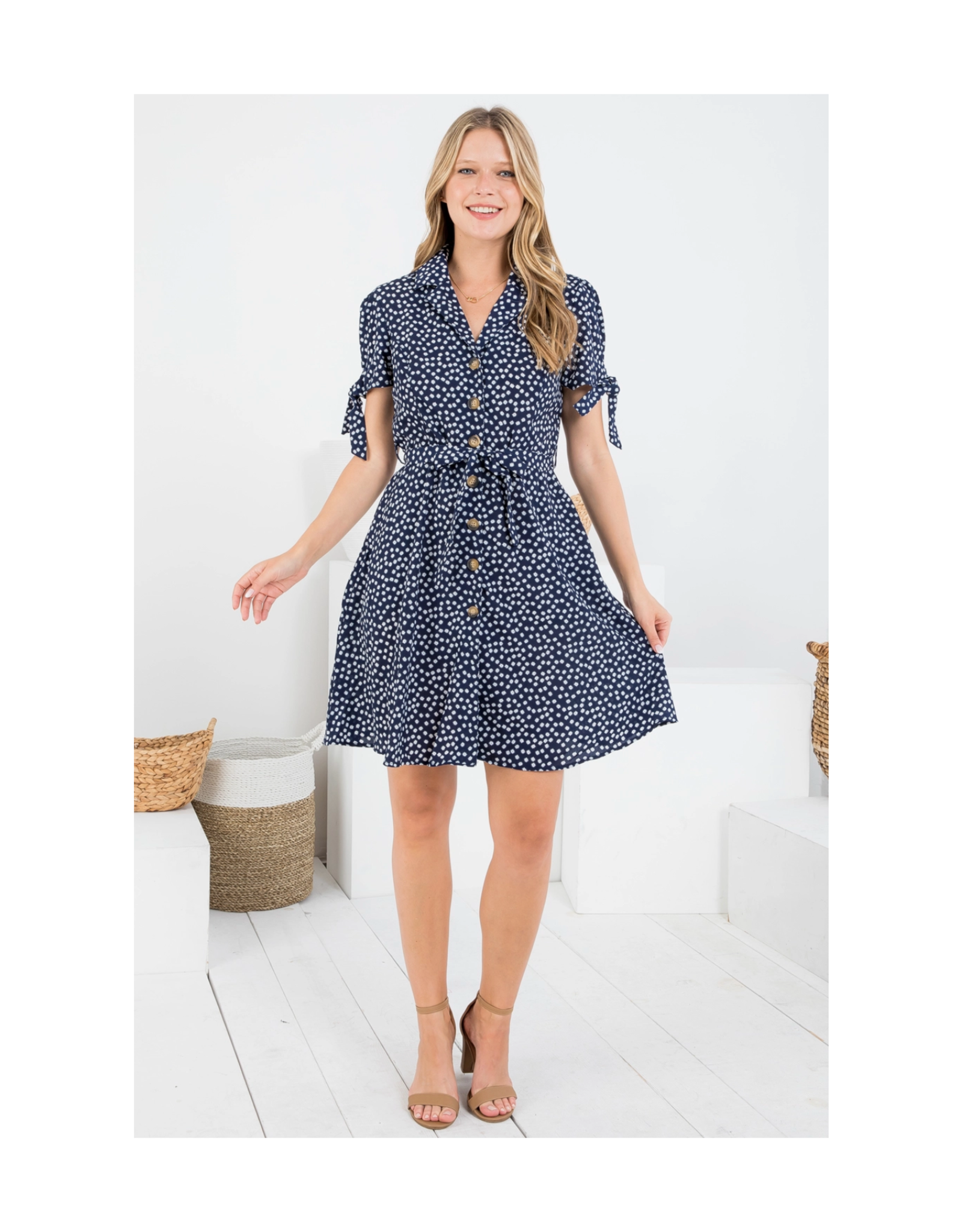 White Daisy Shirt Dress