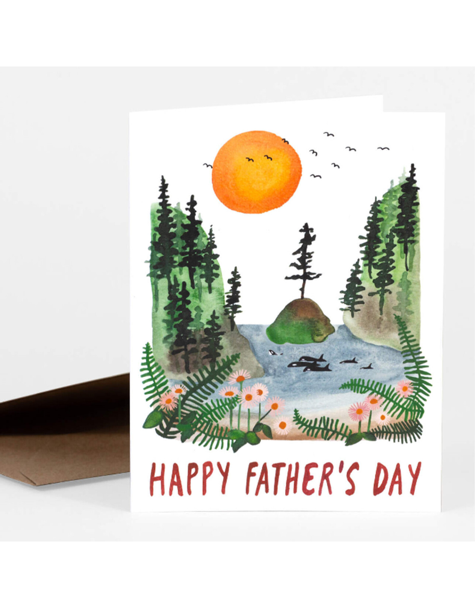 Happy Father's Day Orca Wilderness Greeting Card
