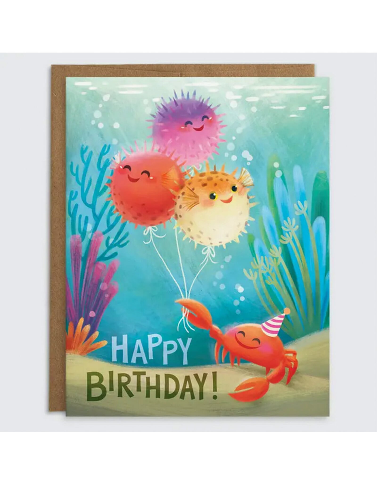 Happy Birthday Blowfish Greeting Card