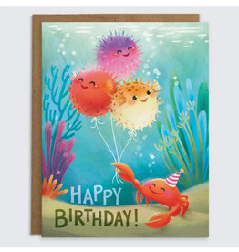 Happy Birthday Blowfish Greeting Card