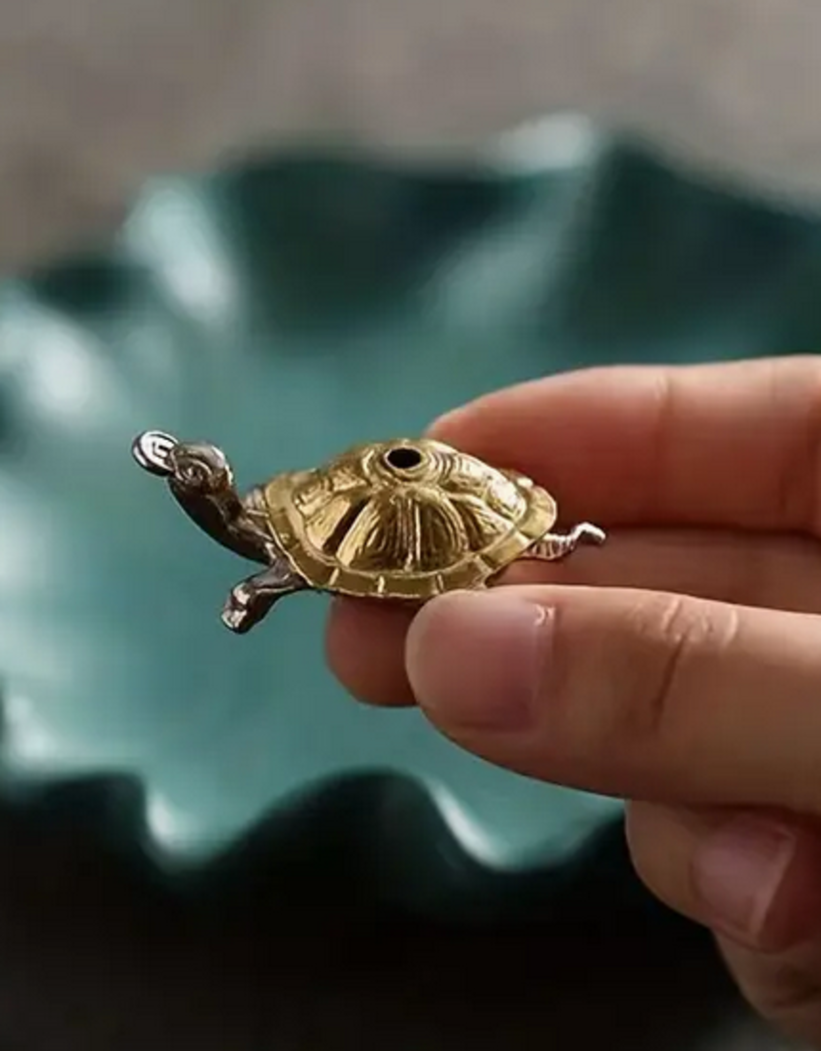 Golden Turtle Incense Holder
